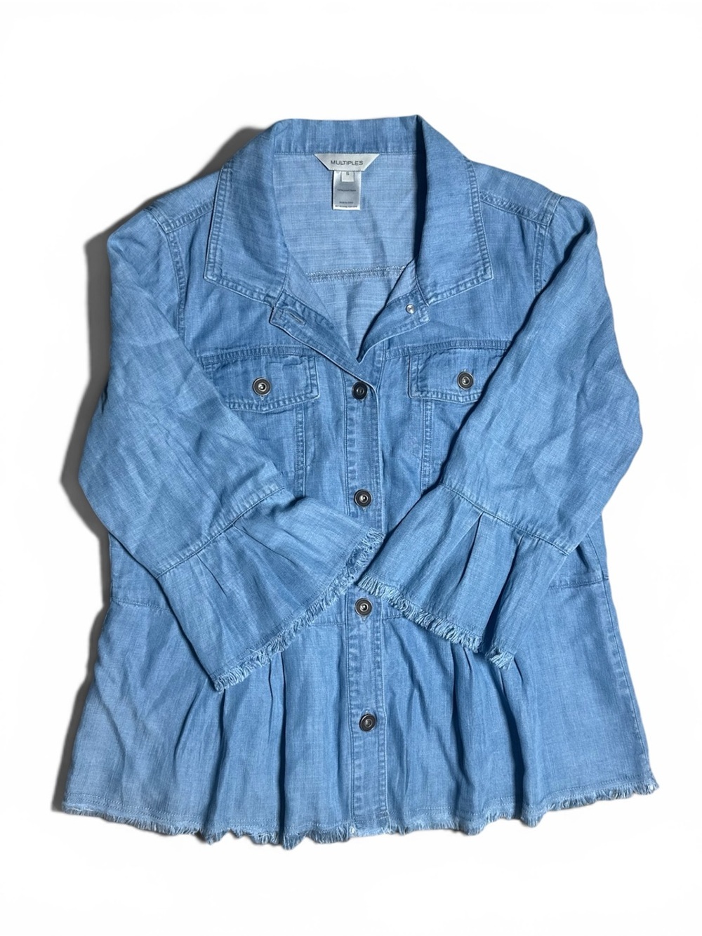 Multiples Button Down Top Denim Size Small